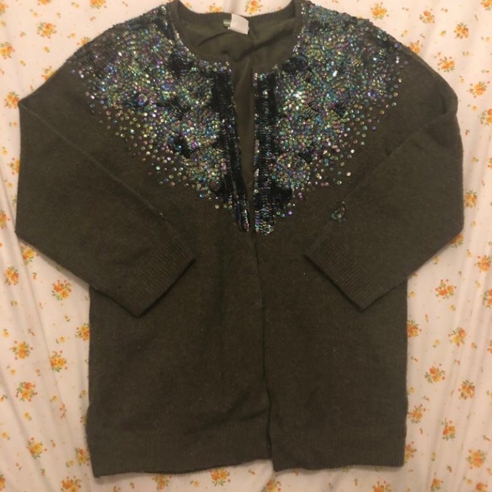 Vintage J CREW cashmere sweater SEQUIN DETAIL